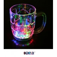 OkaeYa Light Changing Fibre Glass Beer Mug With Inductive Rainbow Color Disco Led 7 Colour Changing Liquid Activated Lights Multi Purpose Use Mug/Cup 650ml